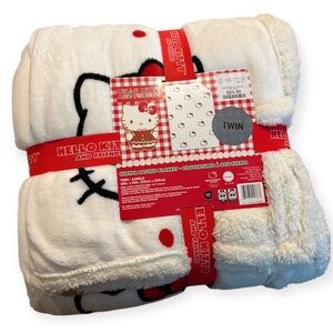 Hello Kitty Christmas Polka Dot Sherpa Twin Blanket